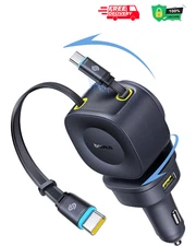 163W Retractable Car Charger USB C Fast Charging, Primetrip VR2 Max 4 in 1 Fast