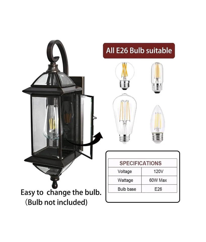 Iluminação de parede Shinyounel 20"" cobre bronze polido a óleo - Imagem 2 de 4