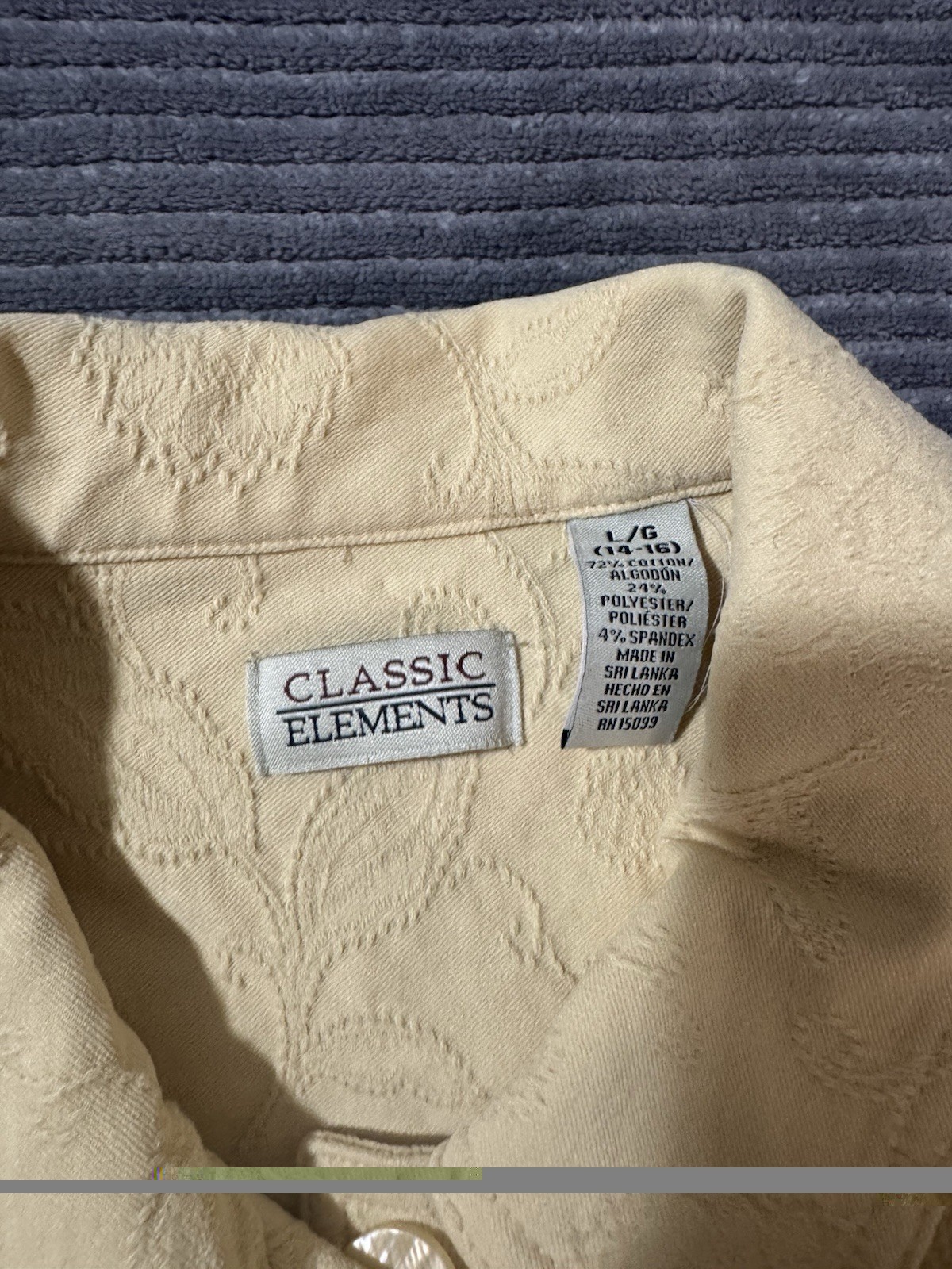 Vtg  Classic Elements Jacket Button Front Embosse… - image 2