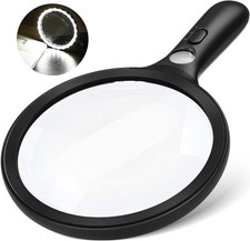 Magnifying Glass with Light Large 24 LED, 20X 30X Handheld All Black