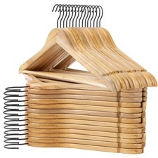 Wooden Hangers 20 Pack Natural Wood Suit Non Slip Shoulder Grooves Clothes