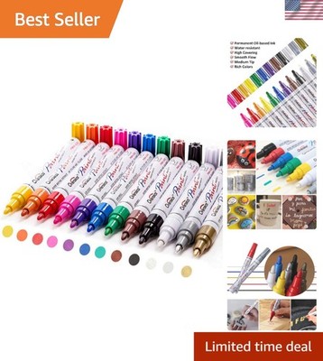 Paint Pens Set - 12 Vibrant Colors, Waterproof, Quick Dry, Non-Toxic for Arts...