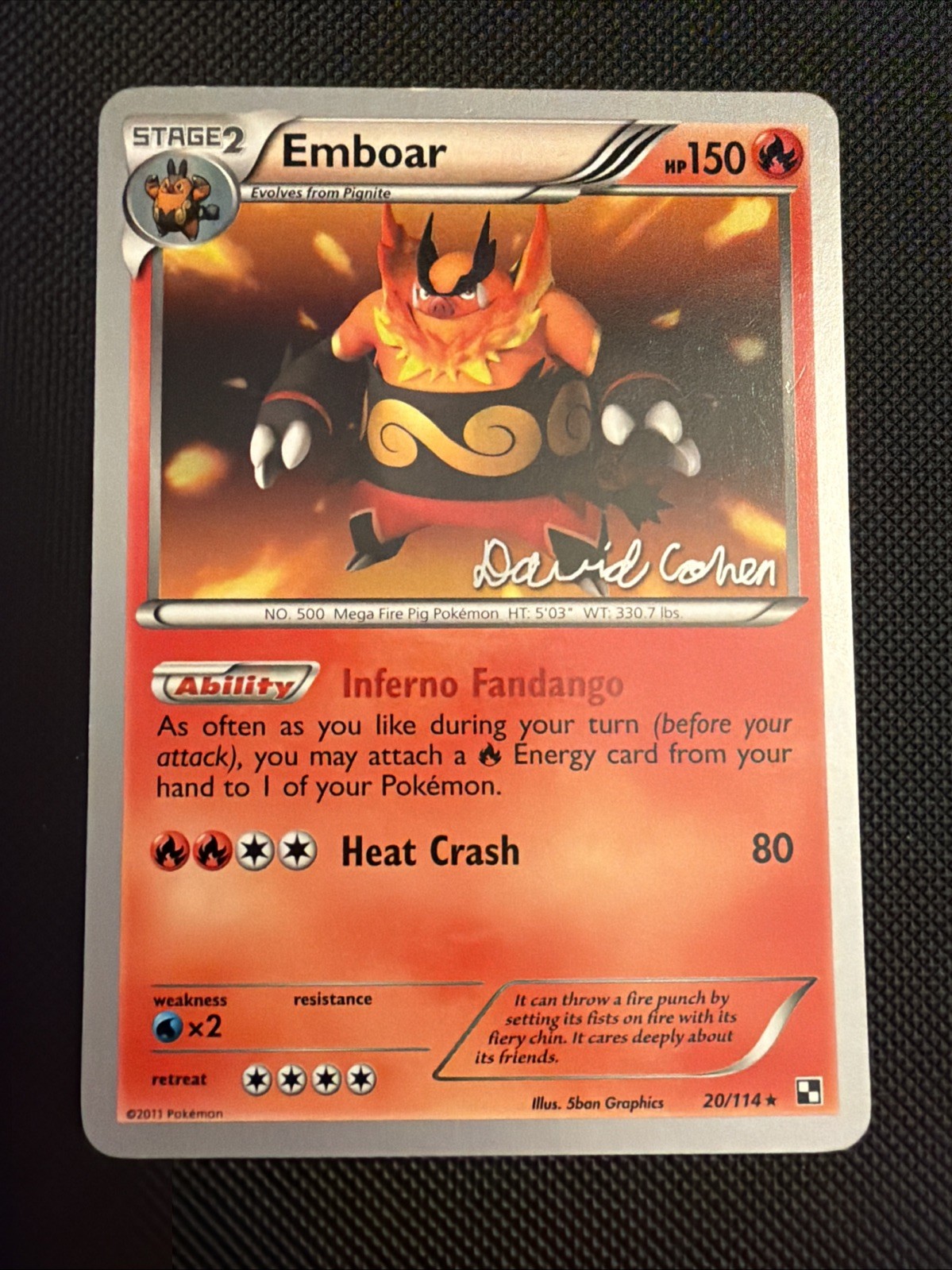 Pokemon Black and White 20/114 Emboar World Championship