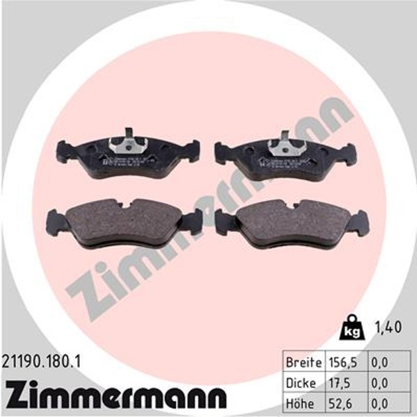 Zimmermann Bremsbelagsatz Scheibenbremse 21190.180.1 FüR Cc Astra Opel Vectra-image