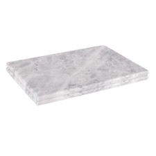 2x Rectangle Marble Serving Platters Rustic Dining Table Setting 30 x 20cm Grey