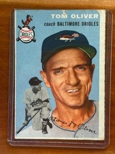 1954 Topps Tom Oliver #207 Collectible Baseball Card Baltimore Orioles Coach
