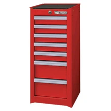 Westward 32H864 Westward Side Cabinet, 7-Drawers, Powder Coated Red, 15.5" W X