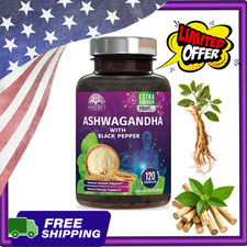 Organic Ashwagandha 1950mg w/ Black Pepper for High Absorption  Stress Support