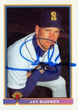 Jay Buhner autographed baseball card 1991 Topps Bowman #247 (Seattle Mariners)