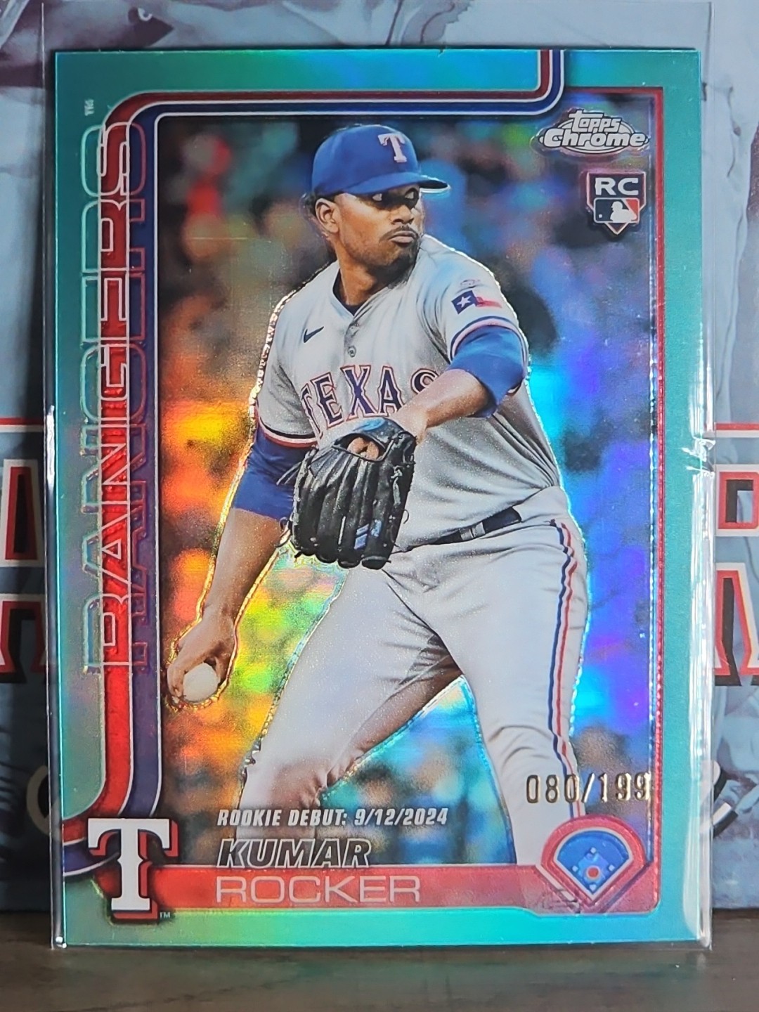 2025 Topps Chrome Rookie - Kumar Rocker #73 Aqua Refractor /199 Texas Rangers 