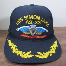 VINTAGE USS Simon Lake AS-33 Hat Cap Snapback Captains Navy Ship Made in USA