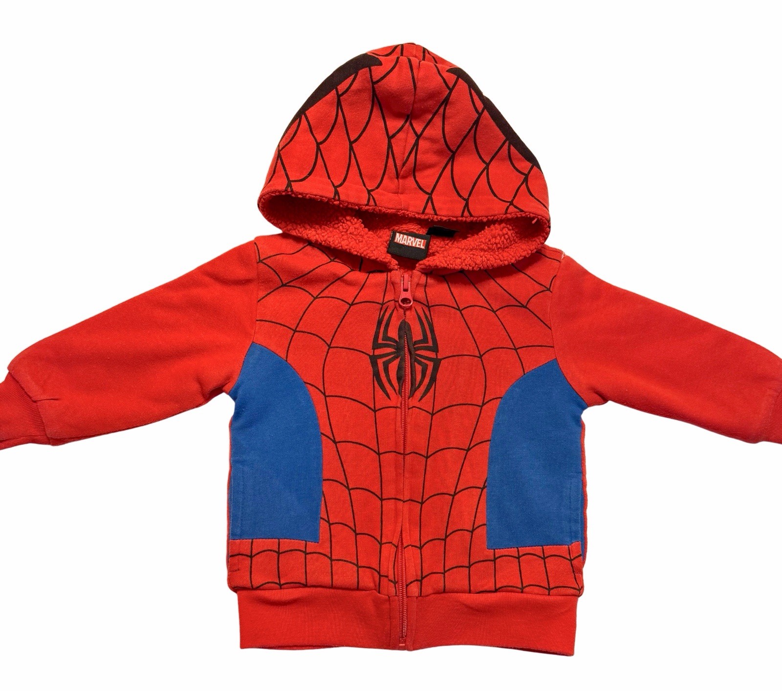 Marvel Spider-Man Hoodie 18M Full Zip Fleece Lined Red Blue Kids Jacket