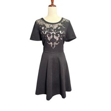Belle Badgley Mischka Black Lace Fit & Flare Dress Size 12