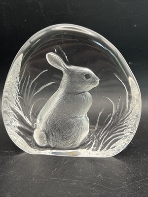 MATS JONASSON  SIGNATURE COLLECTION RABBIT BUNNY PAPERWEIGHT CRYSTAL SIGNED