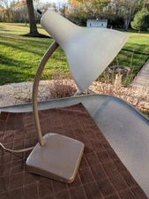 Vintage Metal Atomic Industrial Style Gooseneck Desk / Wall Lamp Light MCM 