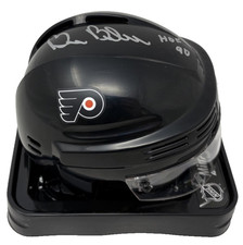 Bill Barber Signed Philadelphia Flyers Black Mini Helmet HOF 90 Insc PSA 822