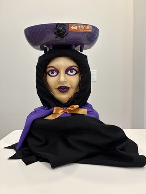 Gemmy Animated Gypsy Witch Face Changer Halloween Candy Bowl WORKS