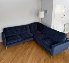 John Lewis Barbican Corner Sofa 5+ Seater  - Blue Velvet