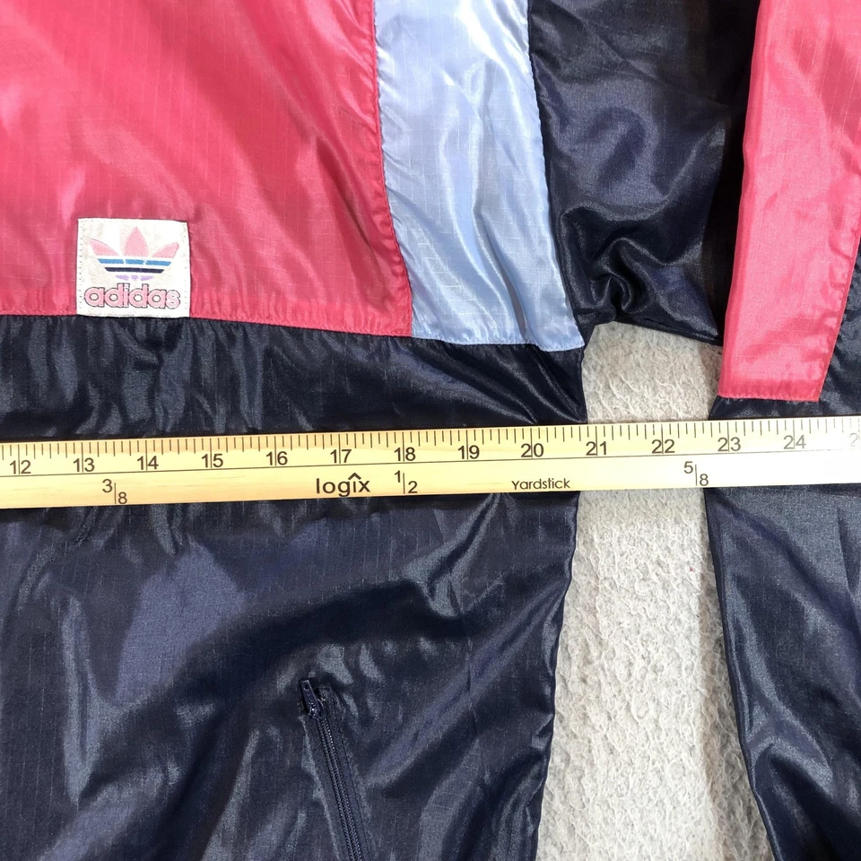 Chaqueta Adidas De Colección Para Hombre Grande Rosa Azul Nylon Cortavientos Con Capucha Trifolio Años 90 Foto 3 de 4