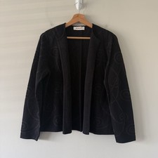 Cárdigan Rodier Talla Grande 42 Negro Frente Abierto Minimalista Oficina Tranquilo Lujo