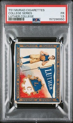 1909 T51 MURAD CIGARETTES COLLEGE SERIES LUTHER COLLEGE PSA 1.5 BASKETBALL