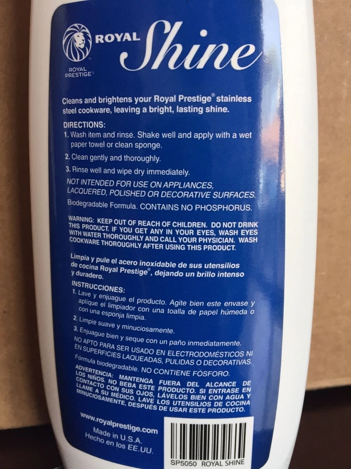 LIMPIADOR DE UTENSILIOS DE COCINA ROYAL SHINE DE ROYAL PRESTIGE 295 ml LIMPIADOR DE UTENSILIOS NUEVO Foto 2 de 4