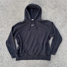 Women s Nike Cropped Black Center Swoosh Medium Crewneck Sweater Hoodie