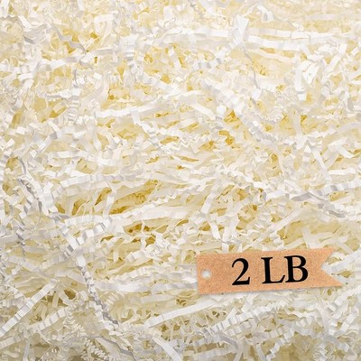 White Crinkle Cut Paper Shred Filler Basket Stuffing Gift Wrapping 2 LB Bag