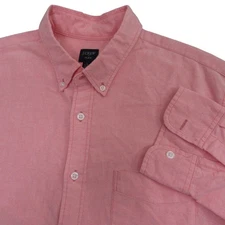 J Crew Mens Button Down Shirt L Pink Flex Long Sleeve Pocket 16-16.5 100%