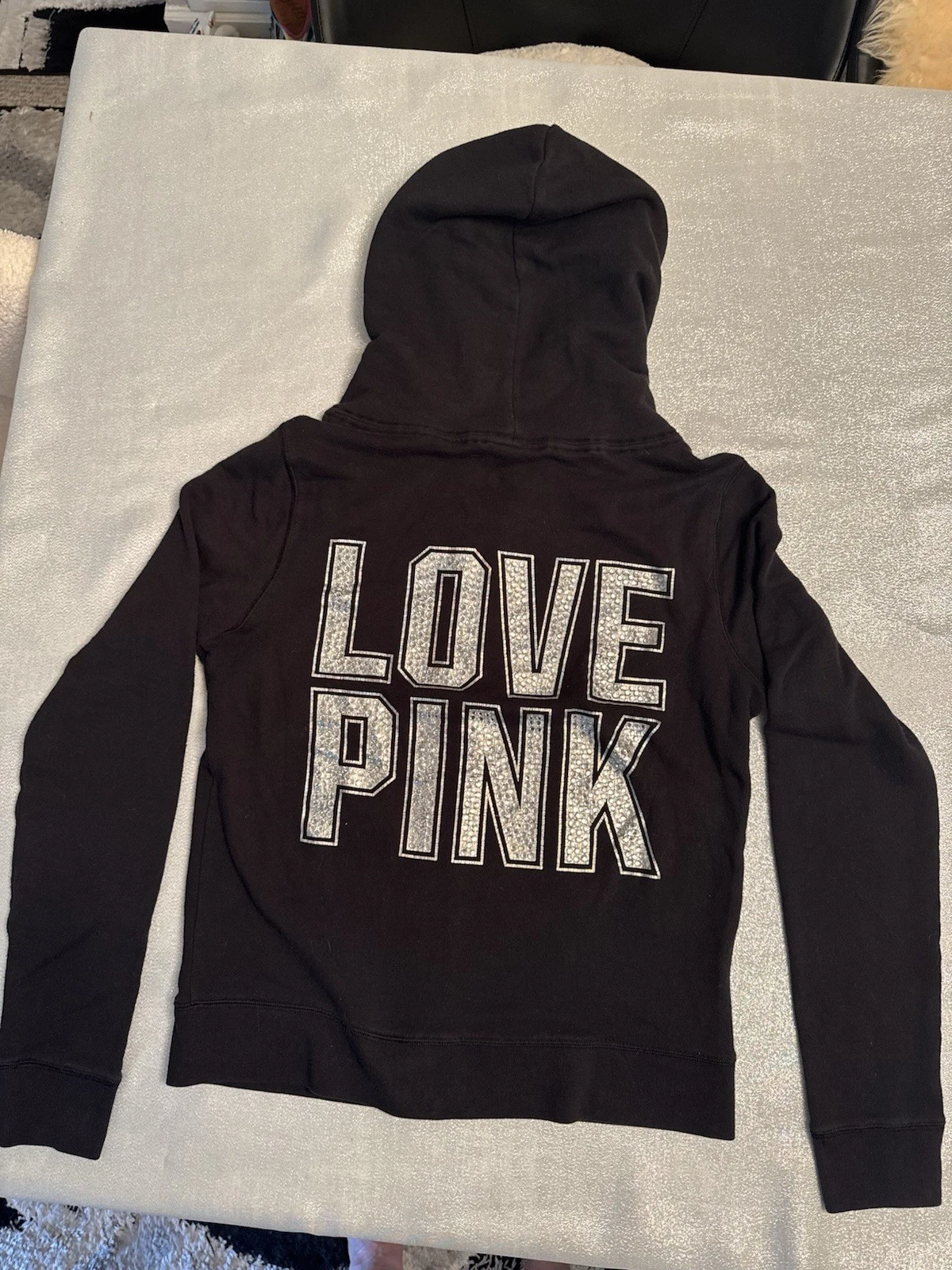 victoria-secret-vs full zip hooded rhinestone love jacket