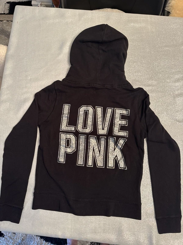 victoria-secret-vs full zip hooded rhinestone love jacket
