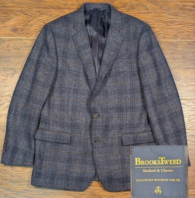 Brooks Brothers Men's Brooks Tweed 44R Wool Blue Regent Sport Coat Blazer Mint