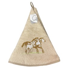 Essuie main rond en éponge coton Cheval beige - MCTISSUS - 3700913837485
