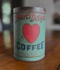 Rare 1920s Hearts Delight Coffee Can Tin 1lb Country Store Vintage No Reserve