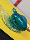 Hand Blown Art Glass Blue Clear Hanging Heart with Wings 3” - sun catcher — photo 7