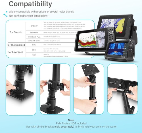 Pour Garmin, Humminbird, Lowrance Fish Finder & Traceurs Monture 18''-24'' 350° - Photo 3/12