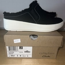 Clarks Layton Gem Clog Women  s 8 Black Suede Slip On Shoes NEW