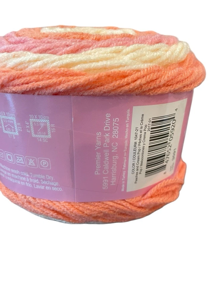 Premier Yarns Sweet Roll Yarn Cake Peaches And Cream Pop 1047-21 5 oz 245 Yards - Image 4 of 4