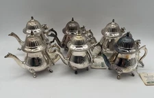 6 Vintage Pewter Coffee Severs Mini Teapots Midwest Of Cannon Falls Original Tag