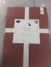 Marks and Spencer linen flat Sheet Single  chestnut Lux Bnib