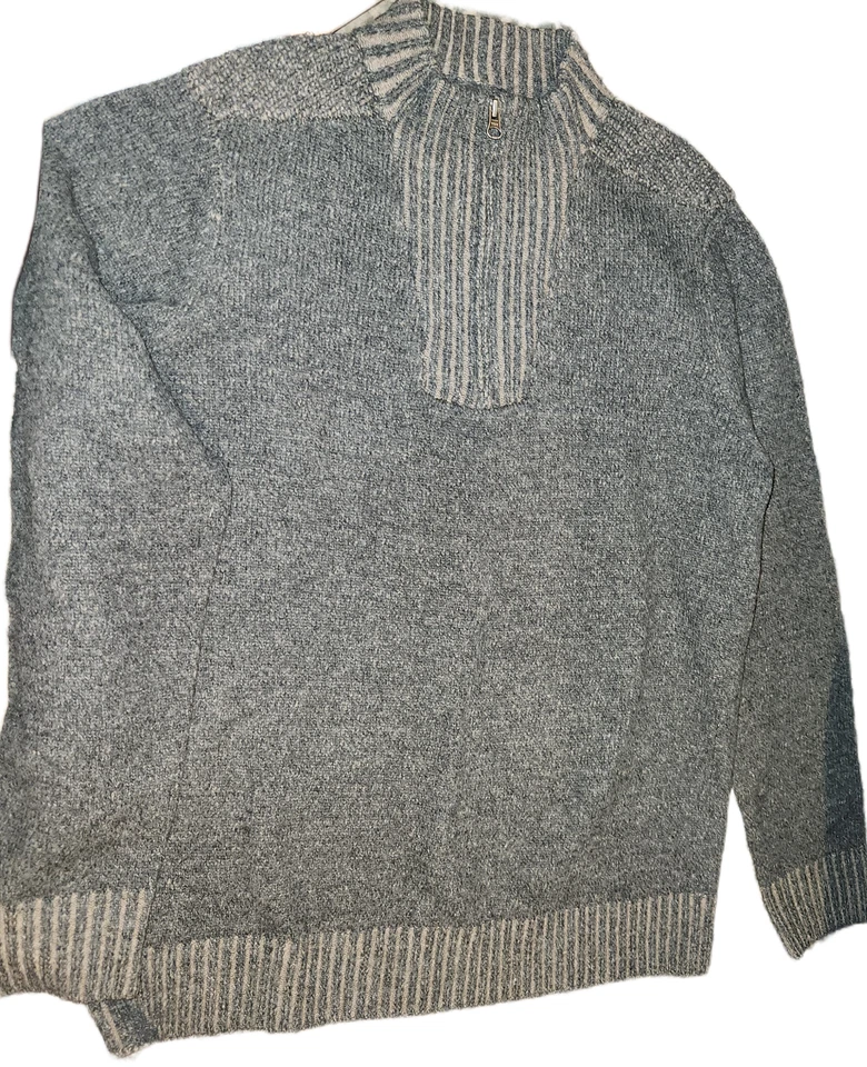 Blue Pronto Uomo Charcoal Grey Heavy Weight Wool Sweater 1/2 Zip Elbow Shading - Image 3 of 4