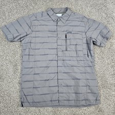Columbia Shirt Mens Medium Gray Striped Vented Kestrel Trail II Omni Shade