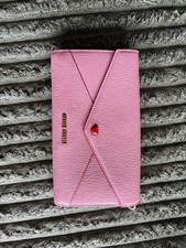 Miu Miu Pink Pebbled Wallet on Chain Crossbody Snap, Detachable Gold Strap