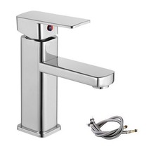 Chrome Bathroom Faucet wPipe Waterfall Single Handle Vanity Sink Deck Mounted