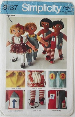Simplicity 3137 Set Of Learning Rag Dolls Sewing Pattern FF