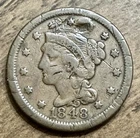 1848 Braided Hair Early Copper Large Cent--Damaged