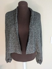 Banana Republic short open cardigan sweater Gray variegated white Size M