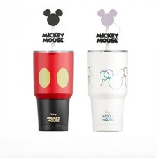 Disney Mickey Mouse Food-Grade Stainless Steel Straw Cup Set w/ Dust Lid Gift