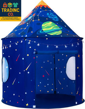 Rocket Space Ship Play Tent for Kids with Star Lights, Astronaut Themed Pop-Up P