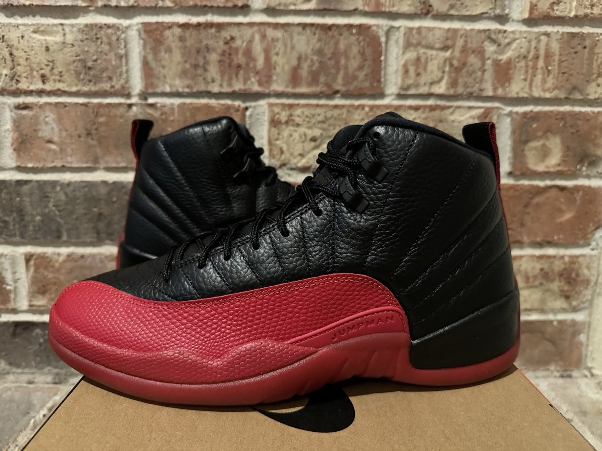 New 10 Nike Air Jordan 12 Flu Game XII Retro Black Varsity Red